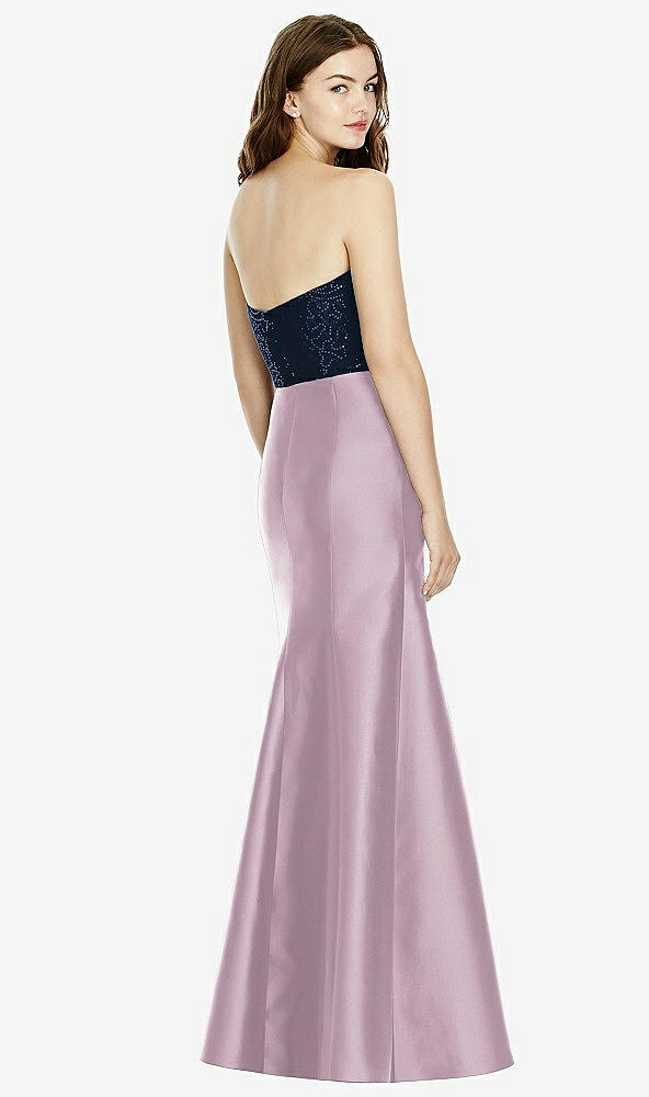 Back View - Suede Rose & Midnight Navy Bella Bridesmaids Dress BB105