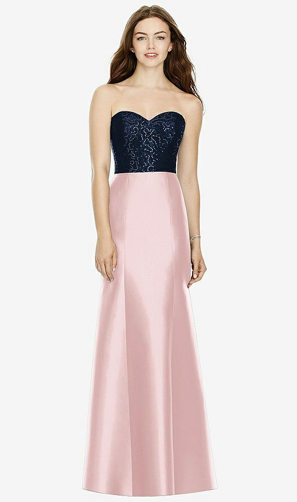 Front View - Ballet Pink & Midnight Navy Bella Bridesmaids Dress BB105