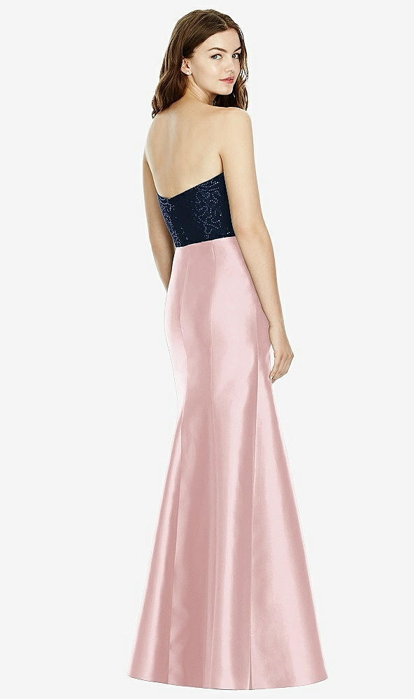 Back View - Ballet Pink & Midnight Navy Bella Bridesmaids Dress BB105