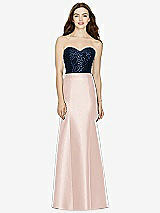 Front View Thumbnail - Blush & Midnight Navy Bella Bridesmaids Dress BB105