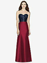 Front View Thumbnail - Burgundy & Midnight Navy Bella Bridesmaids Dress BB105