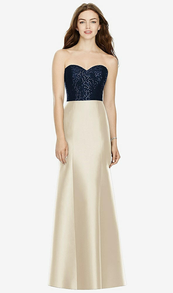 Front View - Champagne & Midnight Navy Bella Bridesmaids Dress BB105
