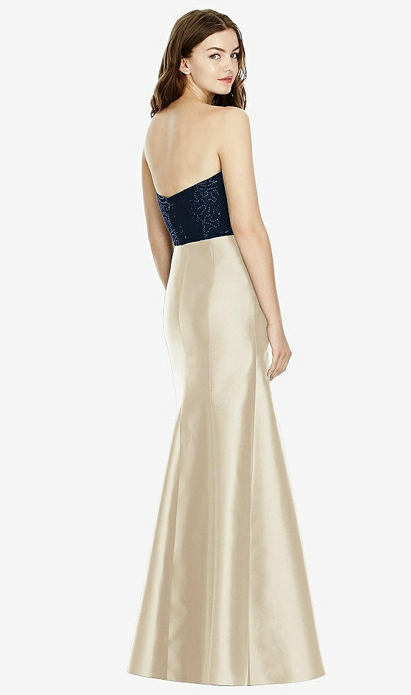 Back View - Champagne & Midnight Navy Bella Bridesmaids Dress BB105
