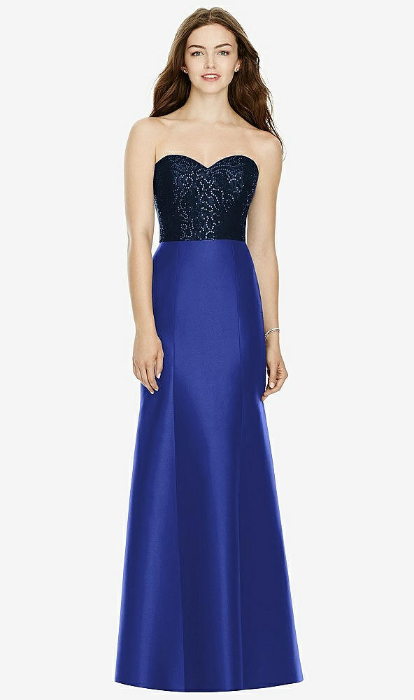 Front View - Cobalt Blue & Midnight Navy Bella Bridesmaids Dress BB105