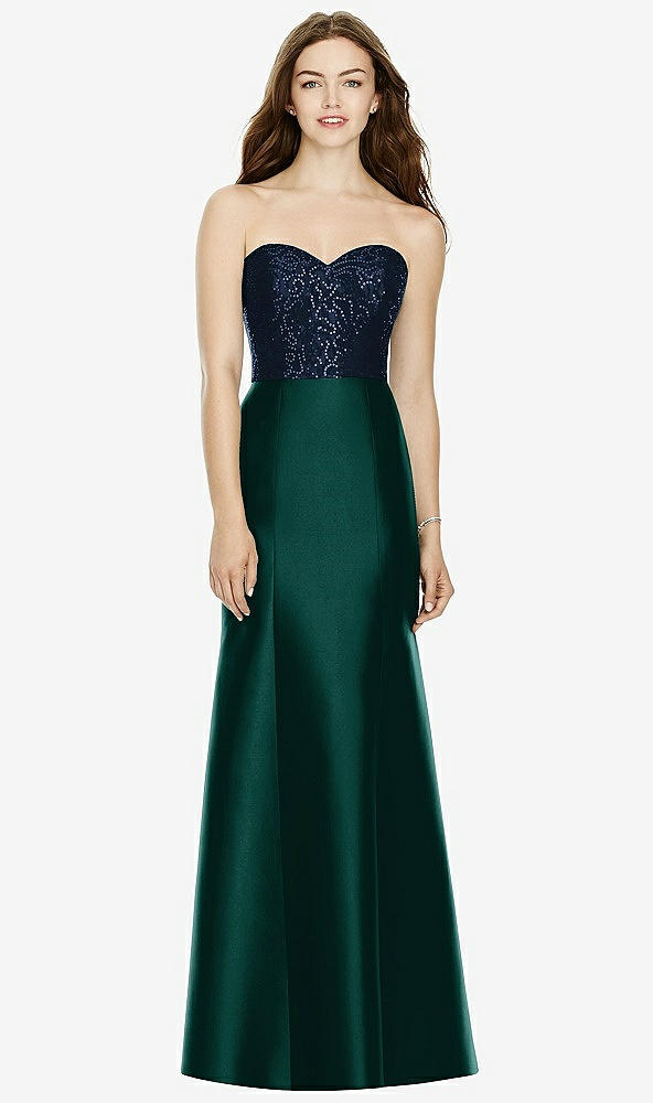 Front View - Evergreen & Midnight Navy Bella Bridesmaids Dress BB105