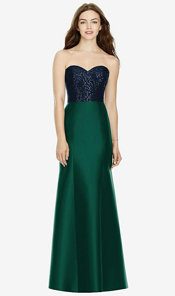 Front View - Hunter Green & Midnight Navy Bella Bridesmaids Dress BB105