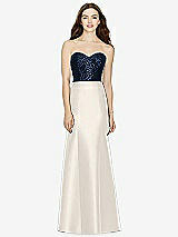 Front View Thumbnail - Ivory & Midnight Navy Bella Bridesmaids Dress BB105