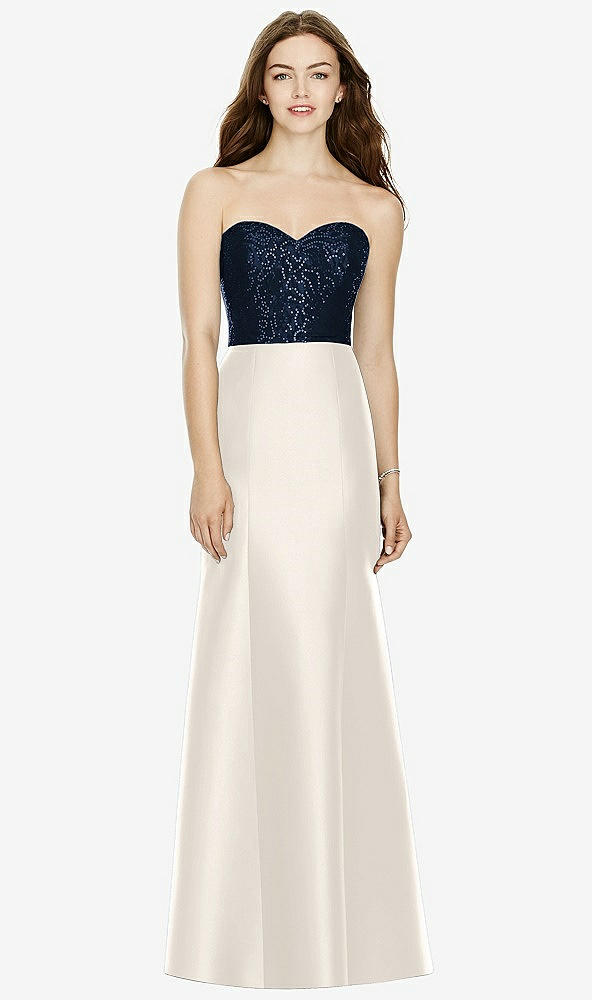 Front View - Ivory & Midnight Navy Bella Bridesmaids Dress BB105