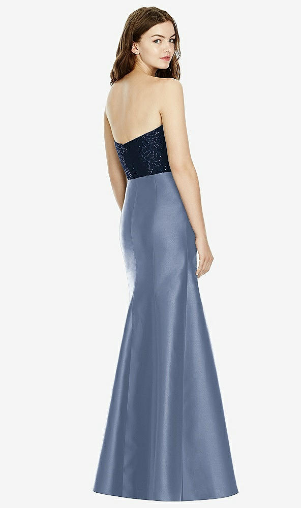 Back View - Larkspur Blue & Midnight Navy Bella Bridesmaids Dress BB105