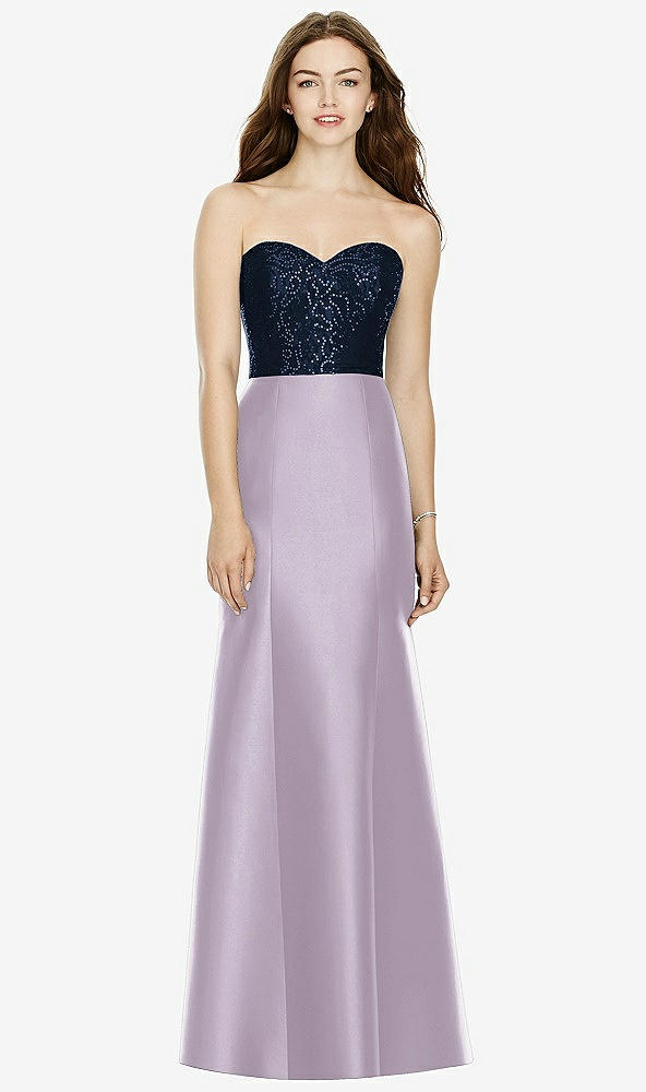 Front View - Lilac Haze & Midnight Navy Bella Bridesmaids Dress BB105