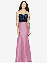 Front View Thumbnail - Powder Pink & Midnight Navy Bella Bridesmaids Dress BB105