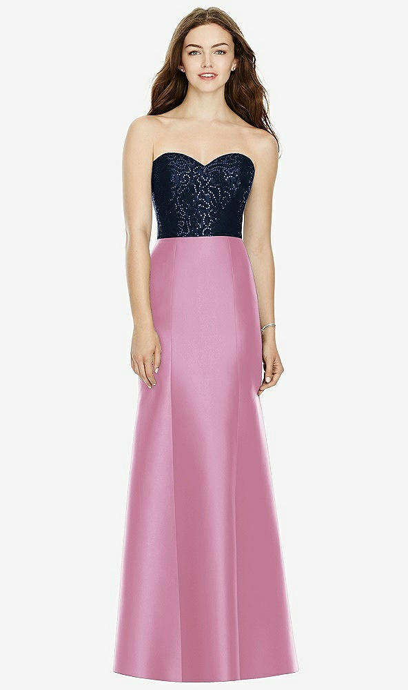 Front View - Powder Pink & Midnight Navy Bella Bridesmaids Dress BB105
