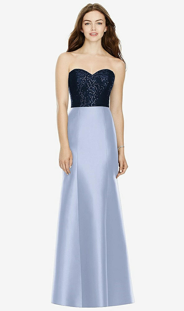 Front View - Sky Blue & Midnight Navy Bella Bridesmaids Dress BB105