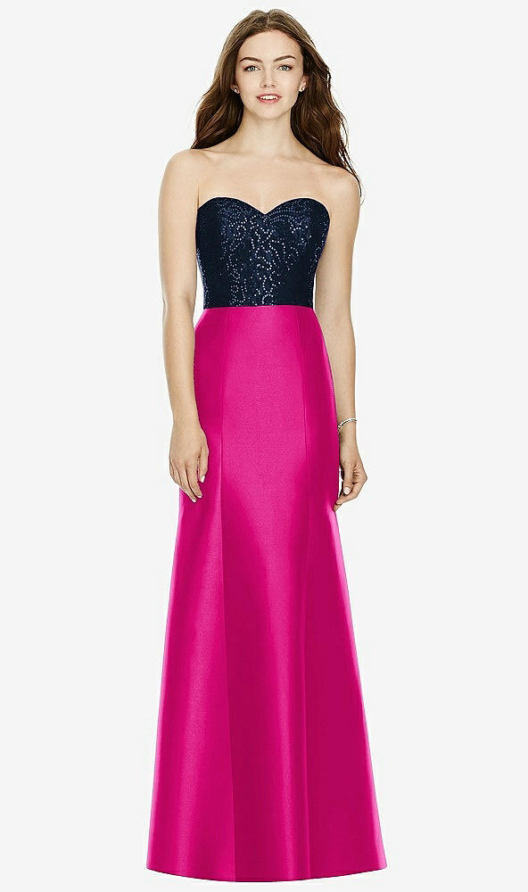 Front View - Think Pink & Midnight Navy Bella Bridesmaids Dress BB105