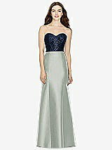 Front View Thumbnail - Willow Green & Midnight Navy Bella Bridesmaids Dress BB105