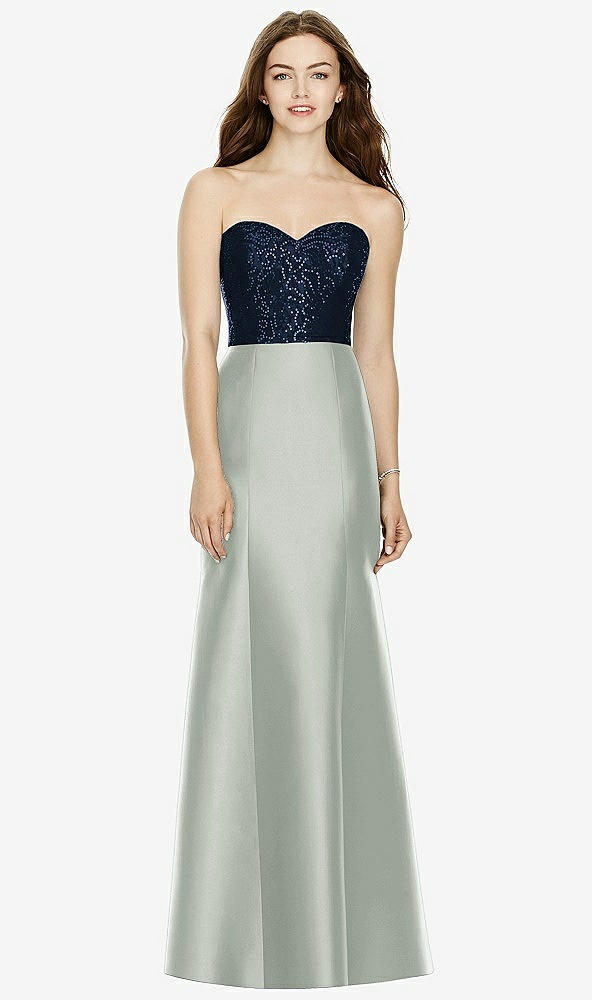 Front View - Willow Green & Midnight Navy Bella Bridesmaids Dress BB105