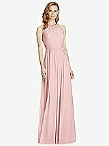 Front View Thumbnail - Rose Cutout Open-Back Shirred Halter Maxi Dress