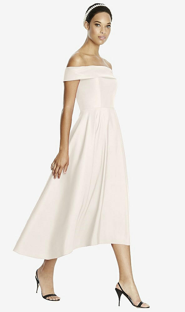Front View - Ivory Studio Design 4513 Midi Off-the-Shoulder Bridesmaid Dress
