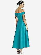 Rear View Thumbnail - Vintage Teal Studio Design 4513 Midi Off-the-Shoulder Bridesmaid Dress