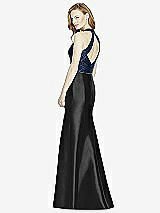 Rear View Thumbnail - Black & Midnight Navy Studio Design Collection 4514 Full Length Halter V-Neck Bridesmaid Dress