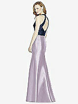 Rear View Thumbnail - Lilac Haze & Midnight Navy Studio Design Collection 4514 Full Length Halter V-Neck Bridesmaid Dress