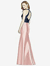 Rear View Thumbnail - Rose & Midnight Navy Studio Design Collection 4514 Full Length Halter V-Neck Bridesmaid Dress