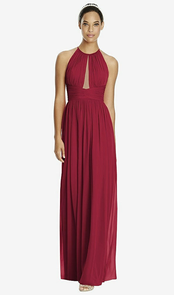Front View - Burgundy & Dark Nude Studio Design Bridesmaid Dress 4518