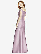 Rear View Thumbnail - Suede Rose Off-the-Shoulder V-Neck Satin Trumpet Gown