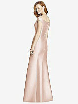 Rear View Thumbnail - Cameo Off-the-Shoulder V-Neck Satin Trumpet Gown