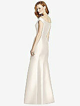 Rear View Thumbnail - Ivory Off-the-Shoulder V-Neck Satin Trumpet Gown