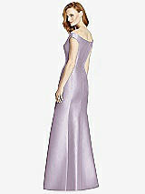 Rear View Thumbnail - Lilac Haze Off-the-Shoulder V-Neck Satin Trumpet Gown