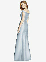 Rear View Thumbnail - Mist Off-the-Shoulder V-Neck Satin Trumpet Gown