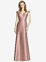 Front View Thumbnail - Neu Nude Off-the-Shoulder V-Neck Satin Trumpet Gown