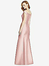 Rear View Thumbnail - Rose Off-the-Shoulder V-Neck Satin Trumpet Gown