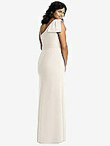 Rear View Thumbnail - Ivory Bowed One-Shoulder Trumpet Gown