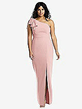 Front View Thumbnail - Rose Bowed One-Shoulder Trumpet Gown