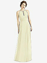 Front View Thumbnail - Butter Yellow Keyhole Halter Chiffon Maxi Dress