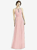 Front View Thumbnail - Rose Keyhole Halter Chiffon Maxi Dress