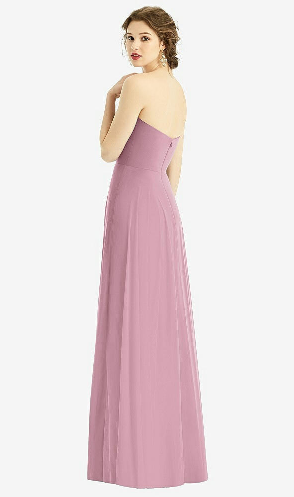Back View - Dusty Pink Strapless Sweetheart Gown with Optional Straps