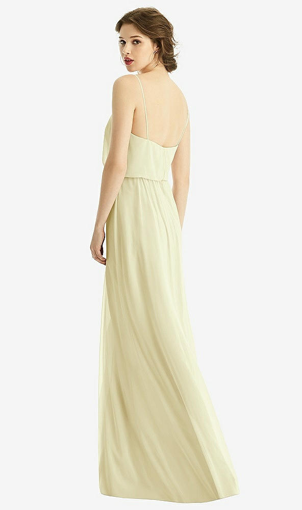 Back View - Butter Yellow V-Neck Blouson Bodice Chiffon Maxi Dress