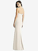 Rear View Thumbnail - Ivory & Light Nude Sheer Plunge Neckline Strapless Column Dress