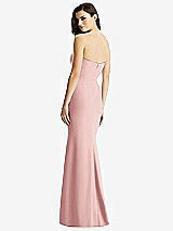 Rear View Thumbnail - Rose & Light Nude Sheer Plunge Neckline Strapless Column Dress