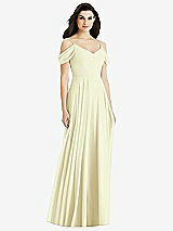 Rear View Thumbnail - Butter Yellow Off-the-Shoulder Open Cowl-Back Maxi Dress
