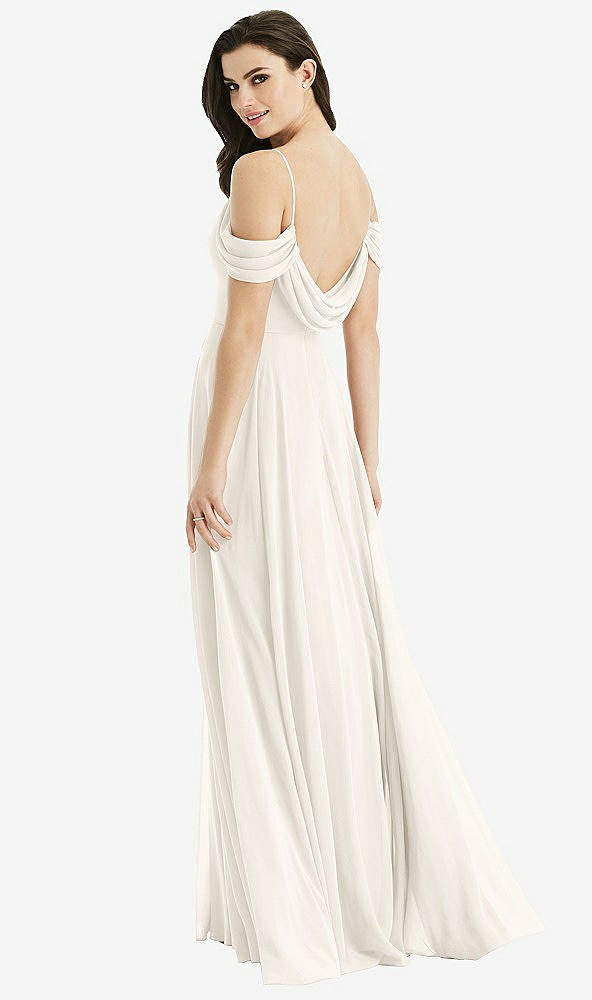 Front View - Ivory Off-the-Shoulder Open Cowl-Back Maxi Dress