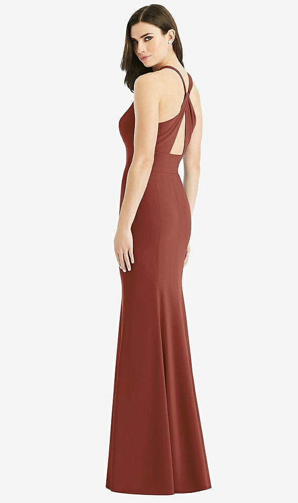 Front View - Auburn Moon Criss Cross Twist Cutout Back Trumpet Gown