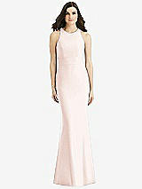 Rear View Thumbnail - Blush Criss Cross Twist Cutout Back Trumpet Gown