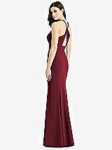 Front View Thumbnail - Cabernet Criss Cross Twist Cutout Back Trumpet Gown