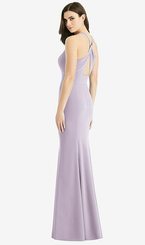 Front View - Lilac Haze Criss Cross Twist Cutout Back Trumpet Gown