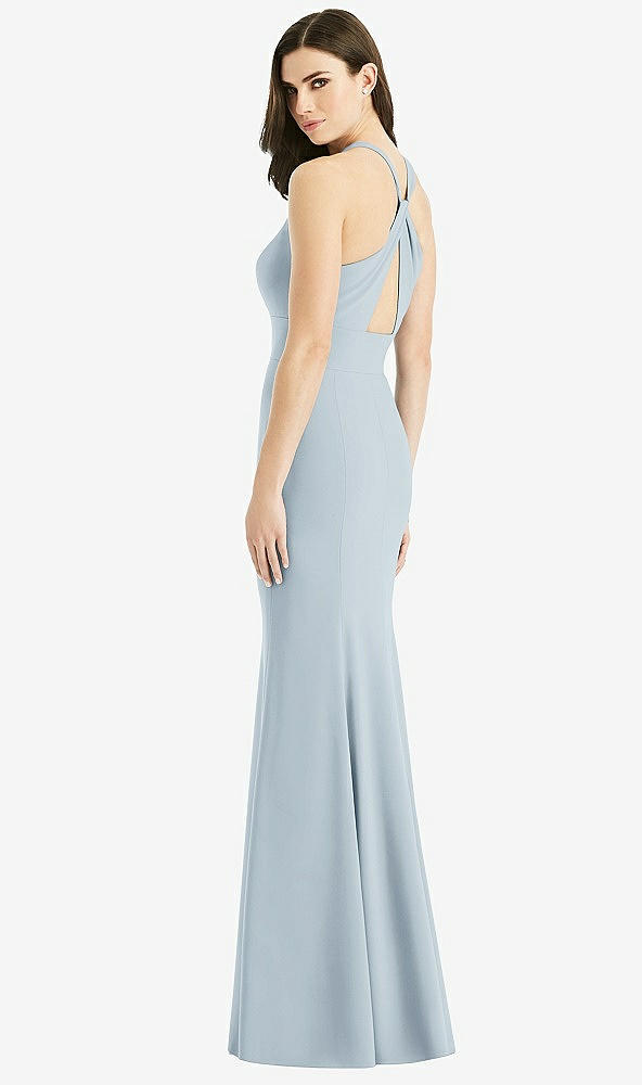 Front View - Mist Criss Cross Twist Cutout Back Trumpet Gown
