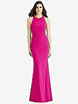 Rear View Thumbnail - Think Pink Criss Cross Twist Cutout Back Trumpet Gown